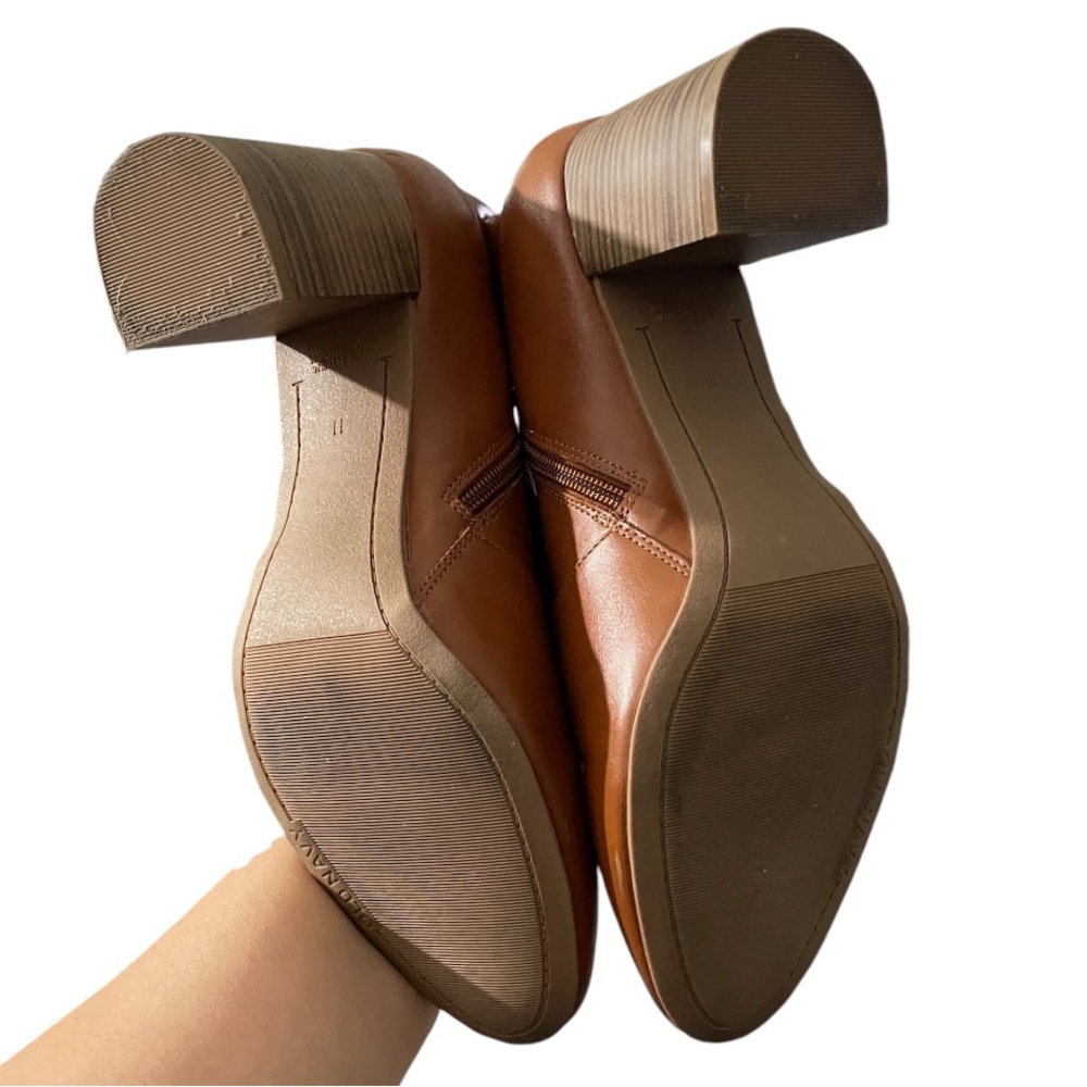 Old Navy Womens Faux Leather Block Heel Ankle Boots Cognac Brown Size 11 - Picture 9 of 9